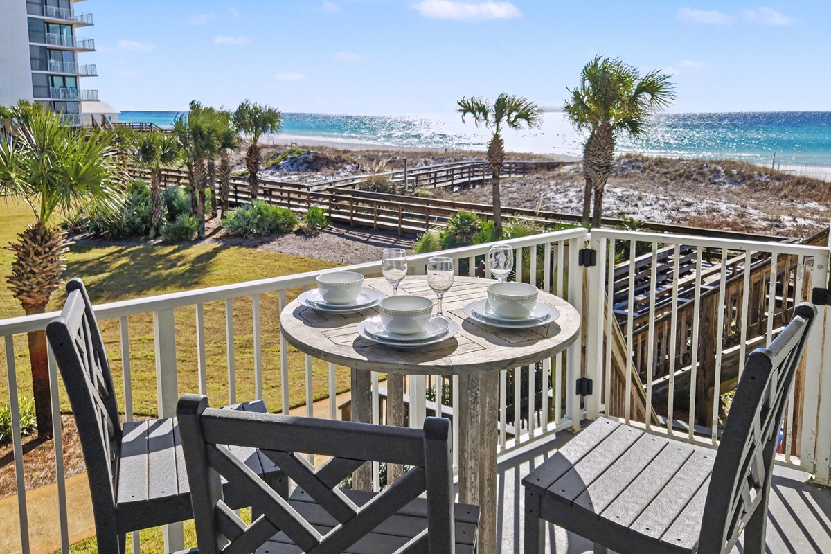 Gulf front balcony - Table and seats to savor the view!