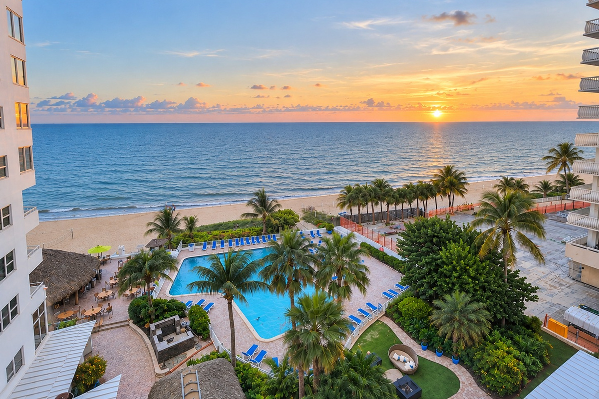 Ocean and pool views