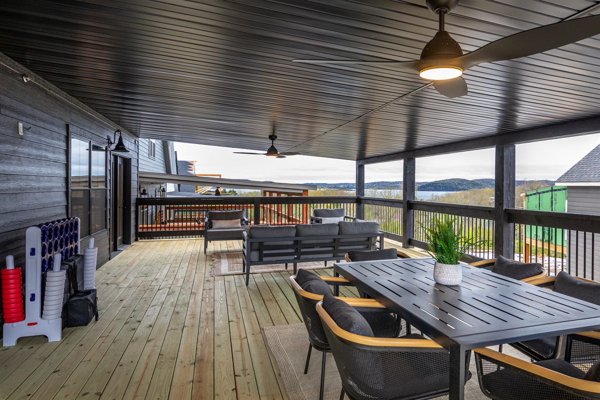Relax on the back deck with games and extra seating for an outdoor dinner!
