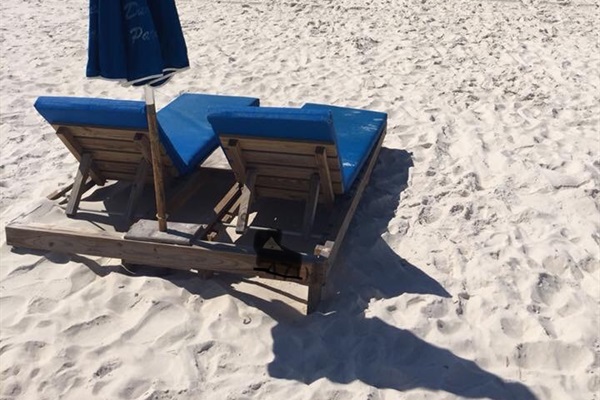 Beach set up for 2 provided during season