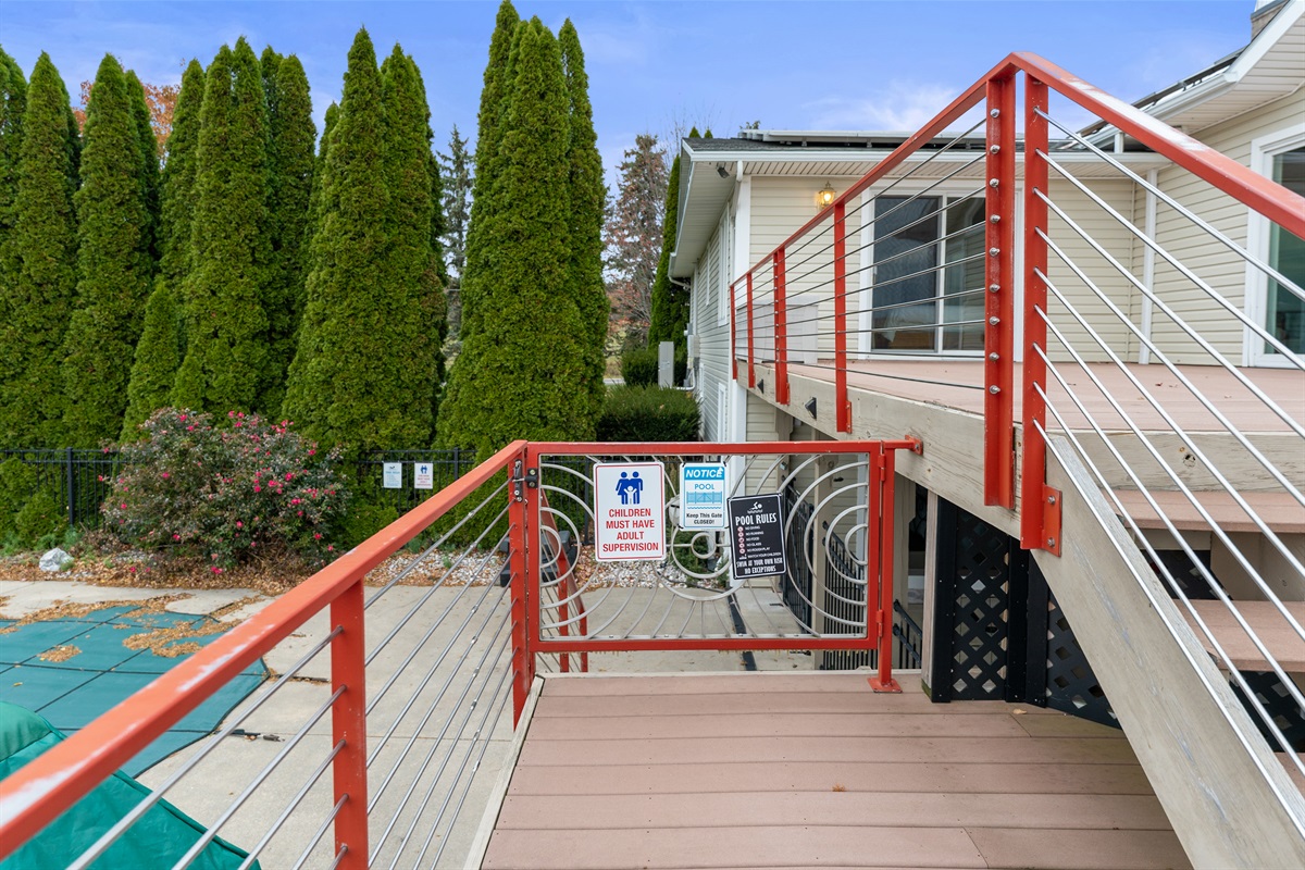 Gated decks surround the home