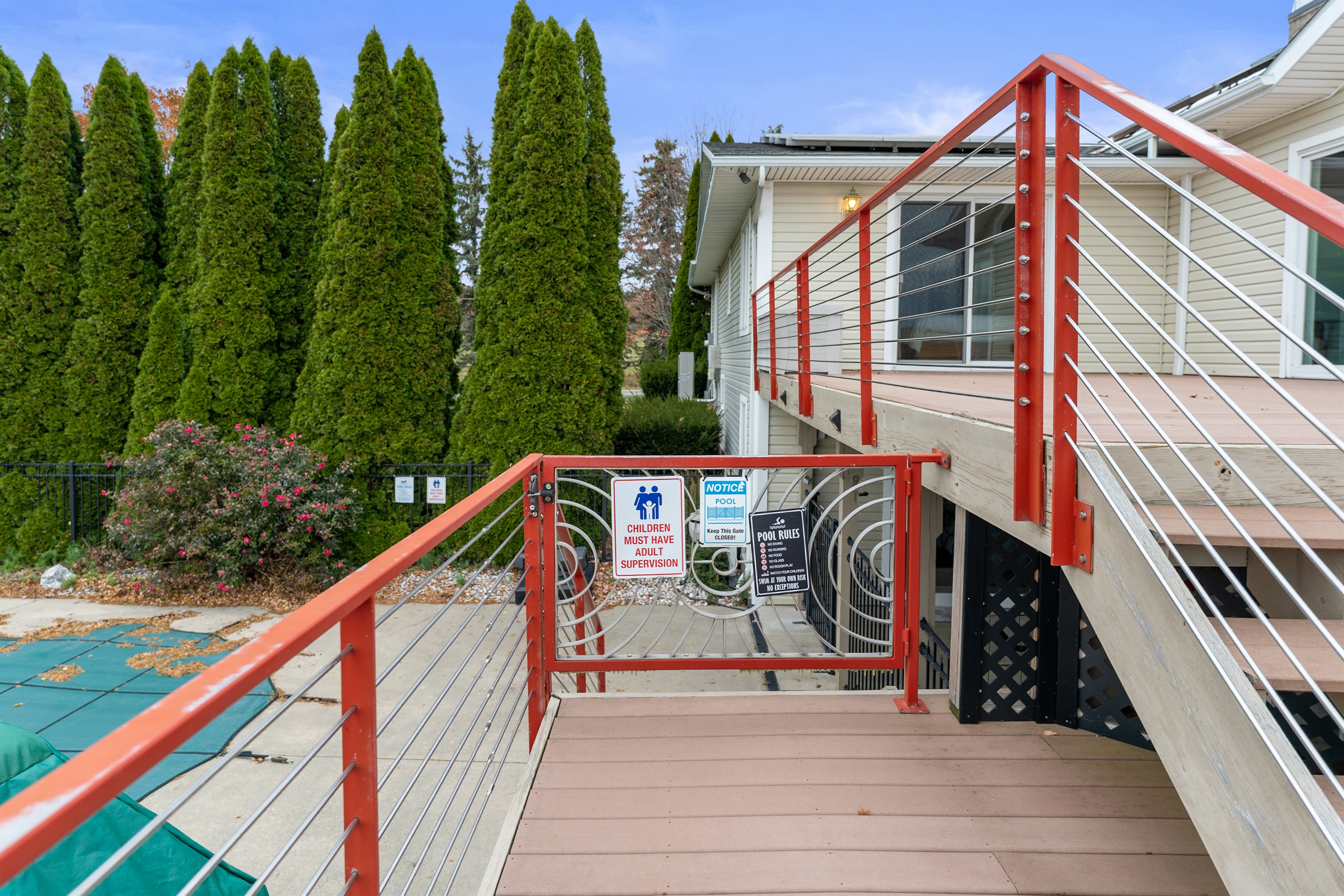 Gated decks surround the home