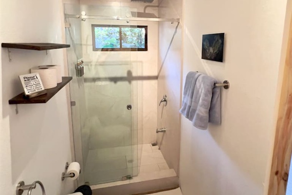 Casa Capri has a large rain shower.