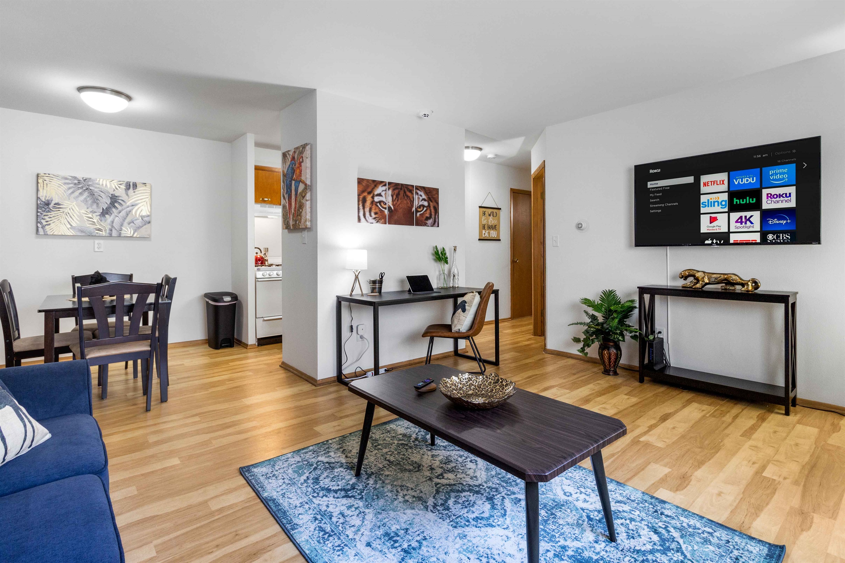 Enjoy the cozy living room as a place to escape and relax while you're here