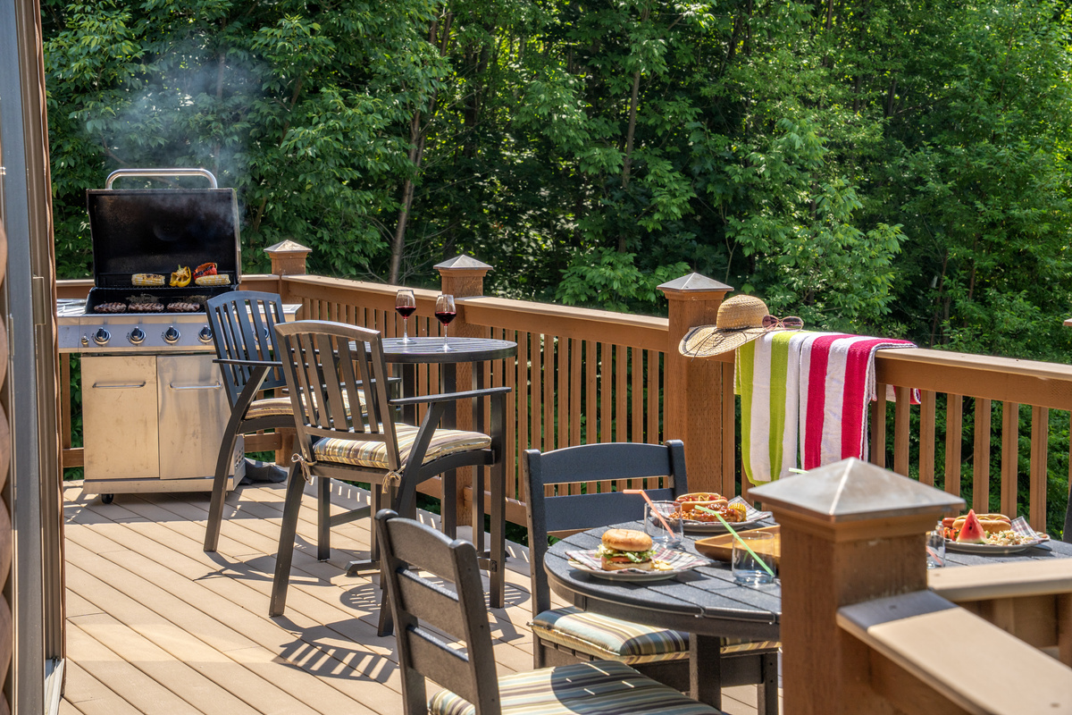 Gather with family and friends on the deck for a delicious barbecue surrounded by beautiful scenery.