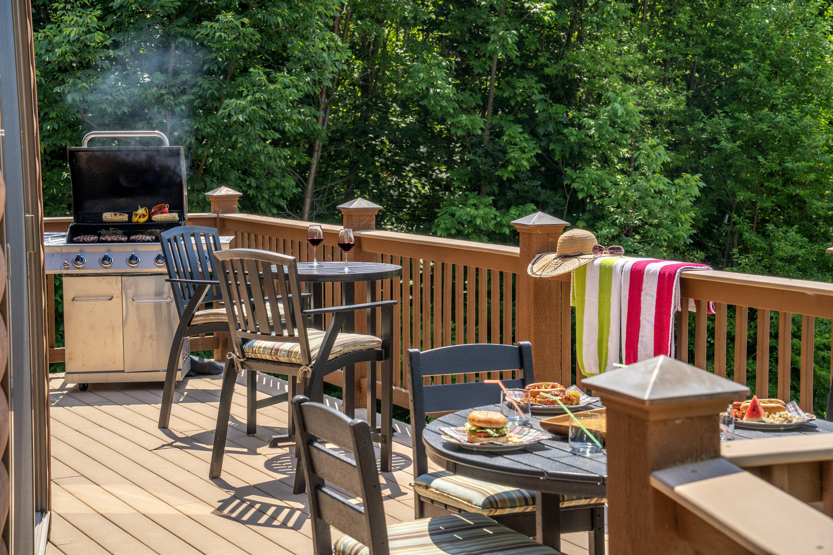 Gather with family and friends on the deck for a delicious barbecue surrounded by beautiful scenery.