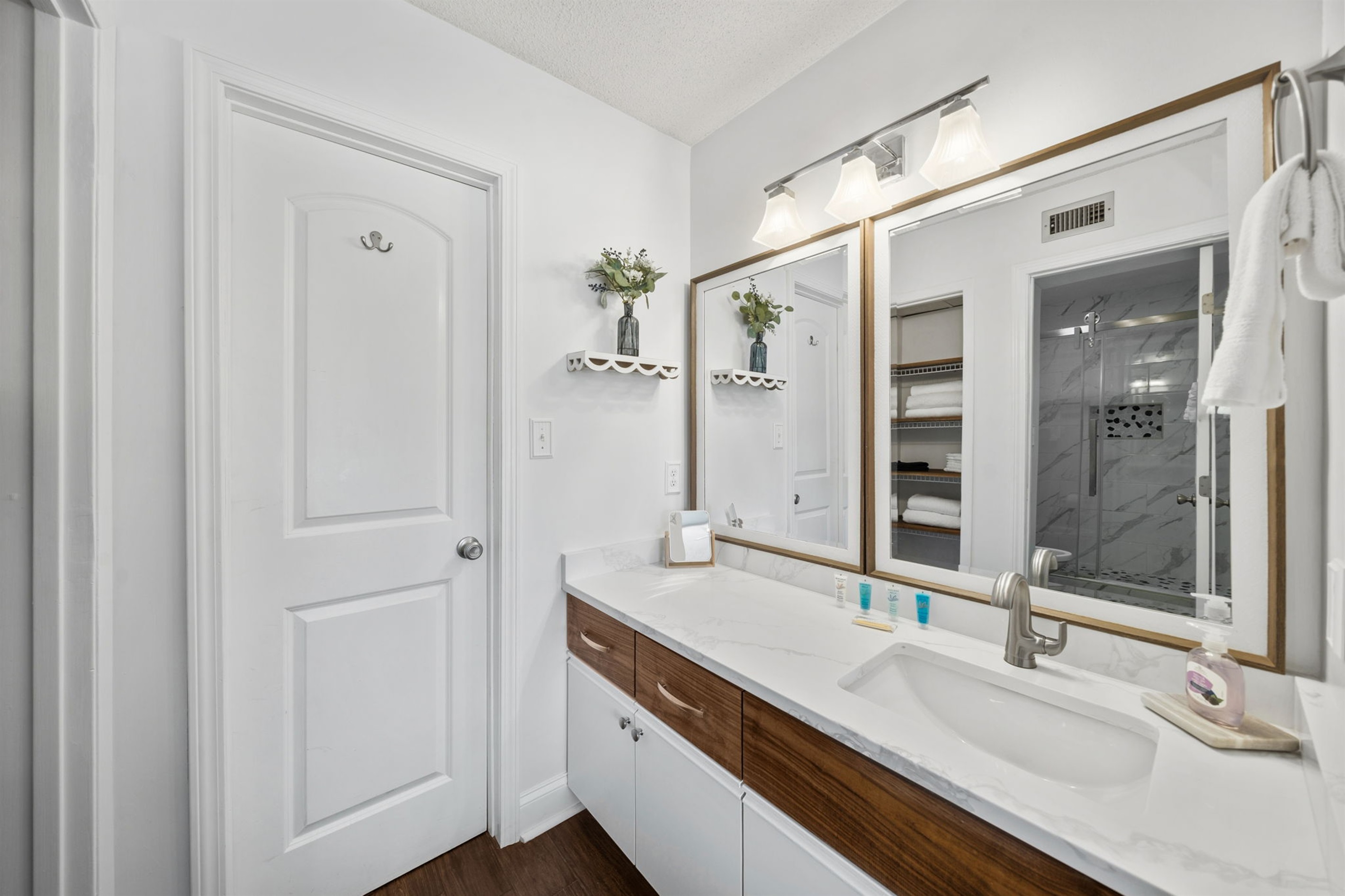 Master ensuite vanity area of bathroom with plenty of storage space for all your toiletries