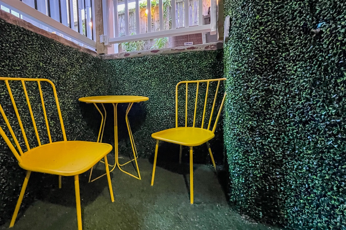 There is a cute patio area with a bistro set where you can enjoy your morning coffee in the backyard on the lower level