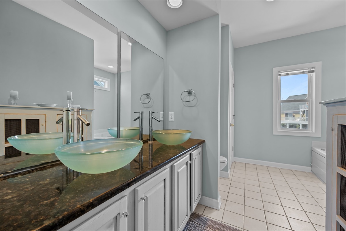 Modern bathroom with a calming color scheme