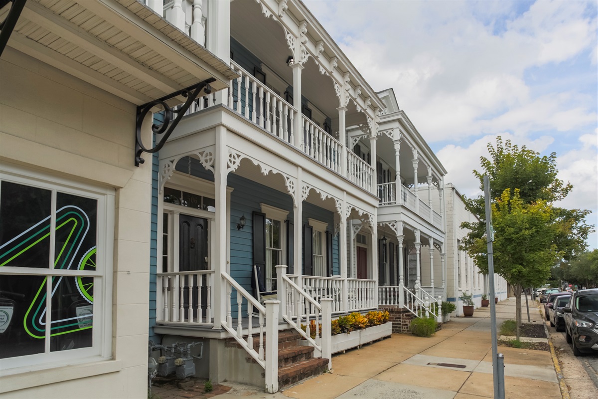 Timeless Southern charm—our beautifully restored blue Victorian home at golden hour.