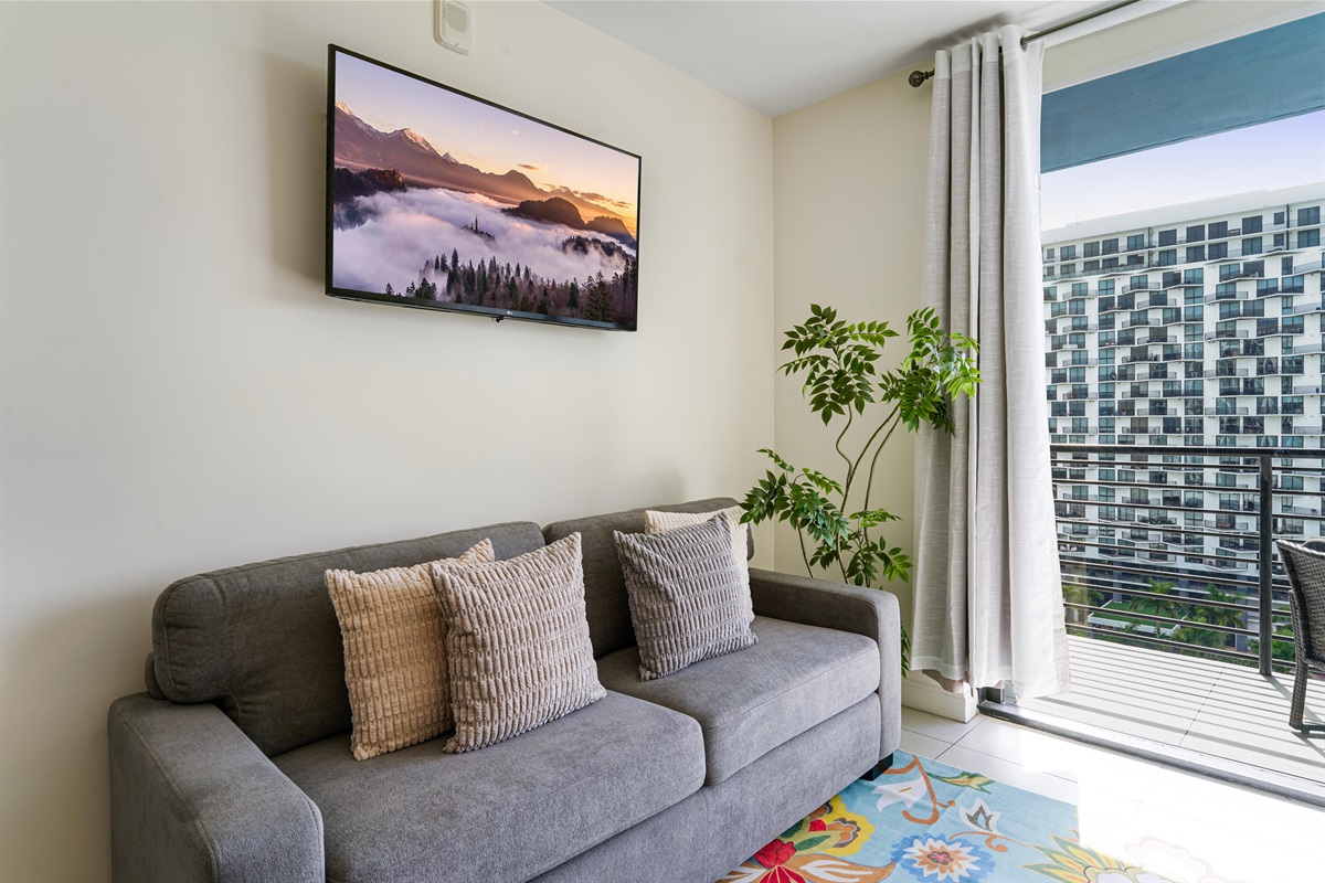 Sofa with queen size pull out bed & Smart TV