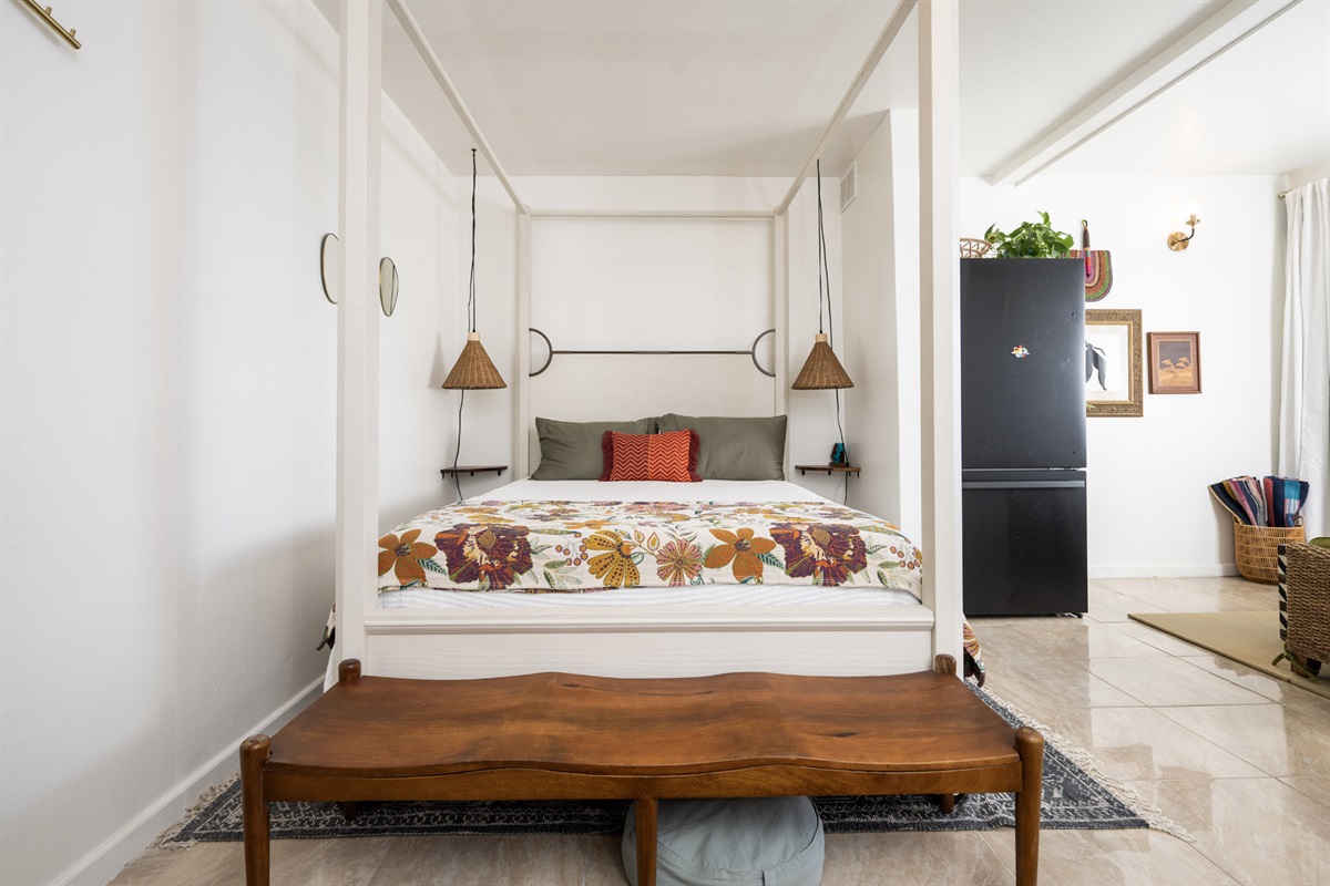 Tuck your clothes neatly away in the full-size closet.