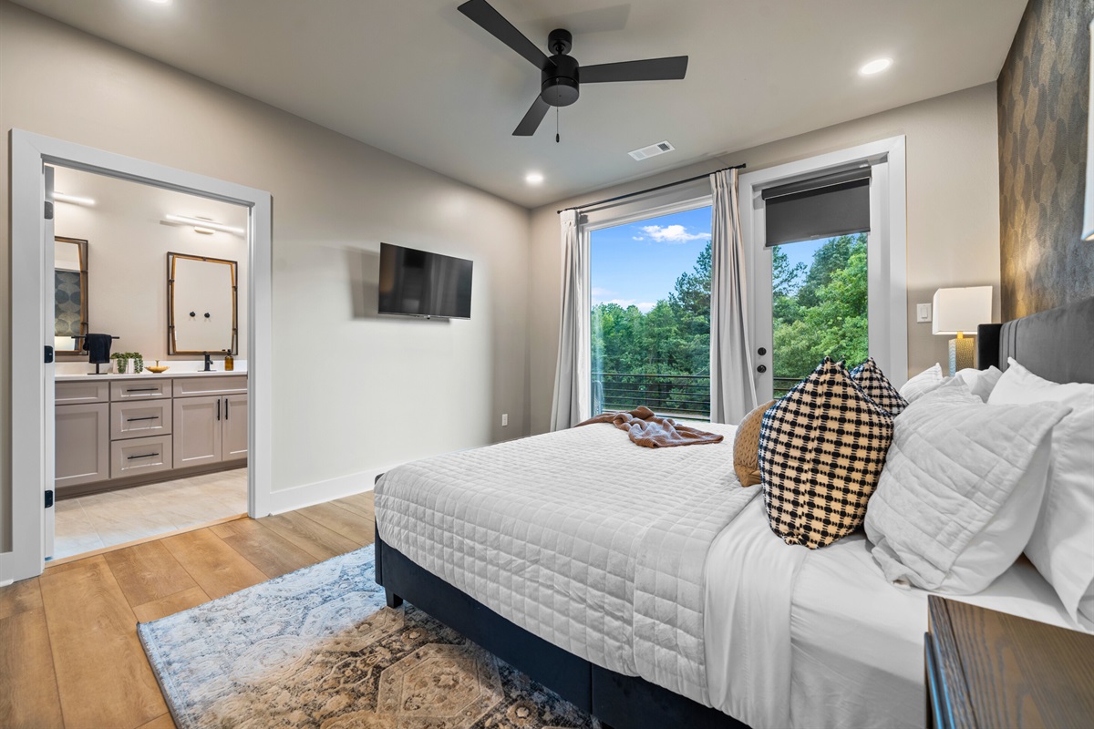 Soft, ambient lighting creates a cozy and tranquil atmosphere, making it the perfect place to unwind.