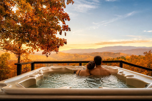 Ready for fall in the Smokies? 🍂 Sink into the hot tub, take in the sweeping long-range mountain views, and enjoy the moment with the ones you love. ❤️ The only thing missing is you - make this your perfect Smoky Mountain getaway.