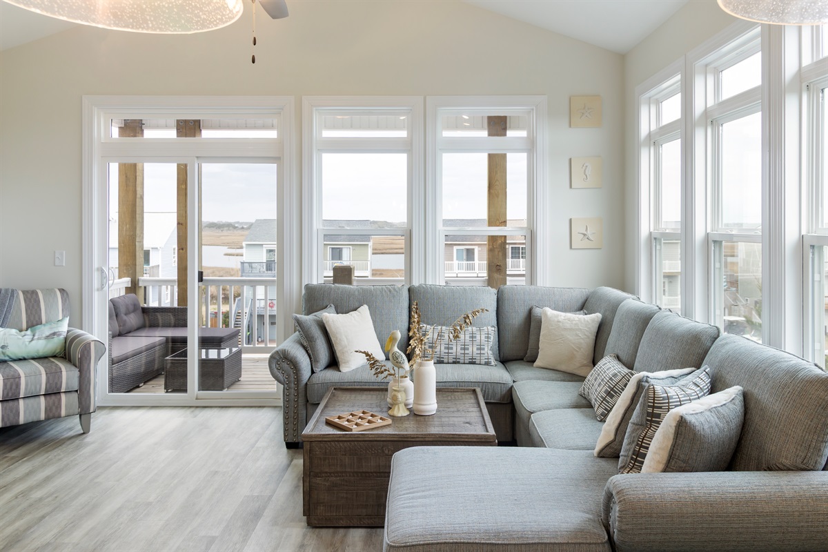 Comfortable living room with relaxing balcony