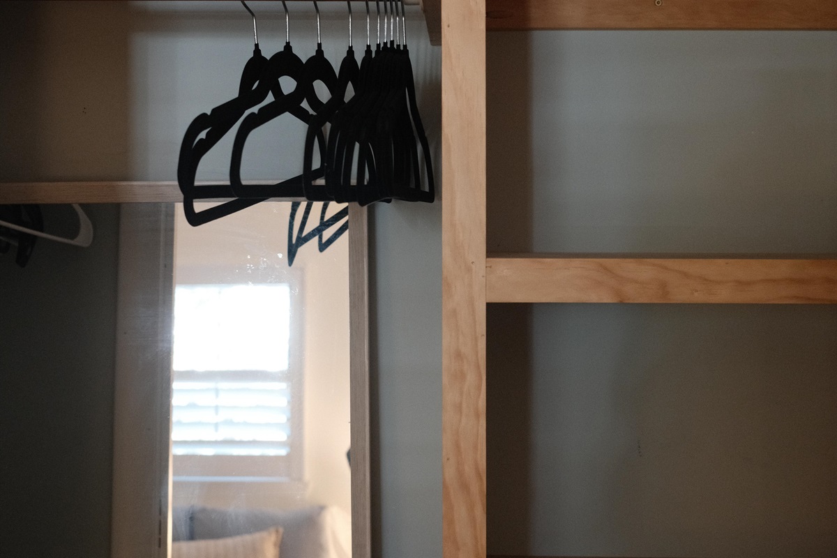 All closets have hanging space and built in shelves.