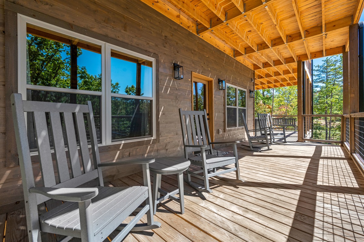 Lower level back deck is perfect for relaxing. 