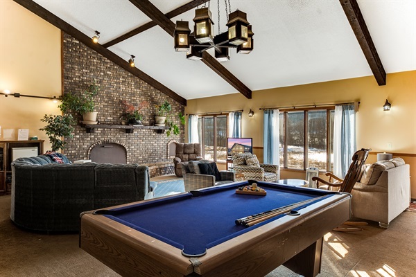 Enjoy a game of pool right in the Great Room! The pool table isn't perfect, but still good for casual games.