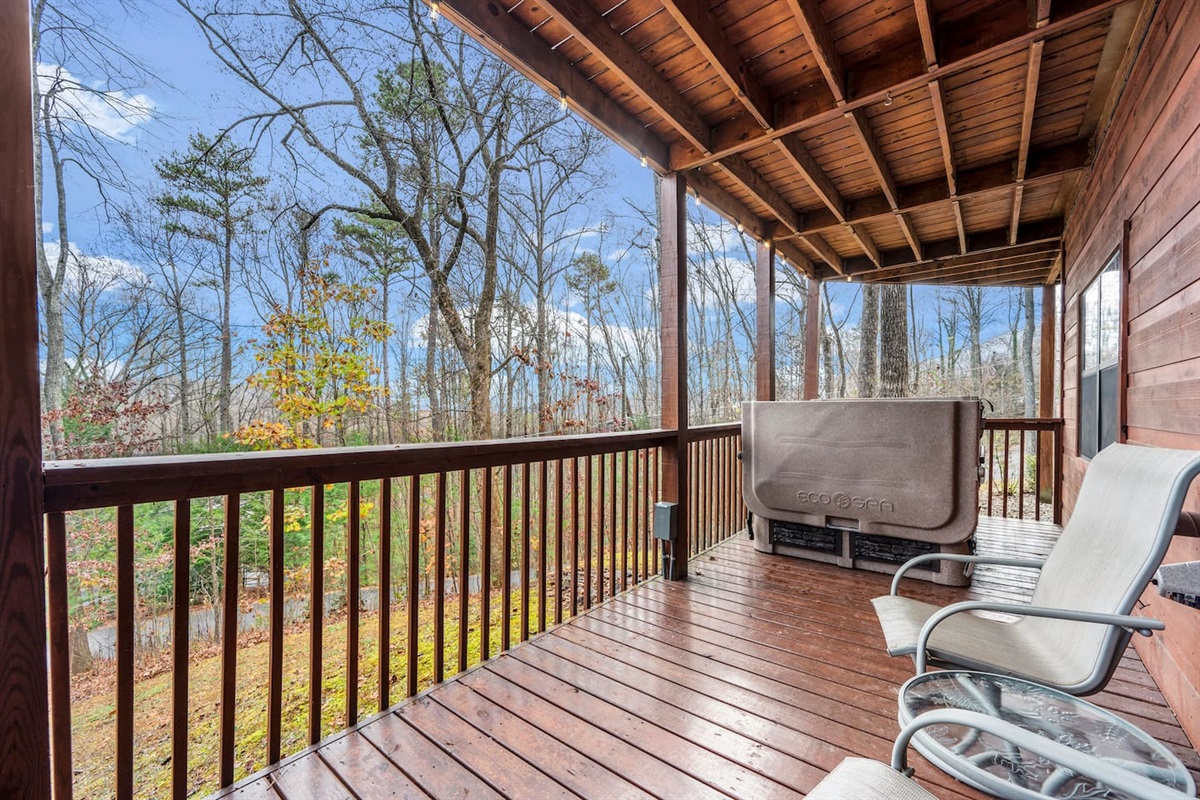 Lower level deck with brand new hot tub.