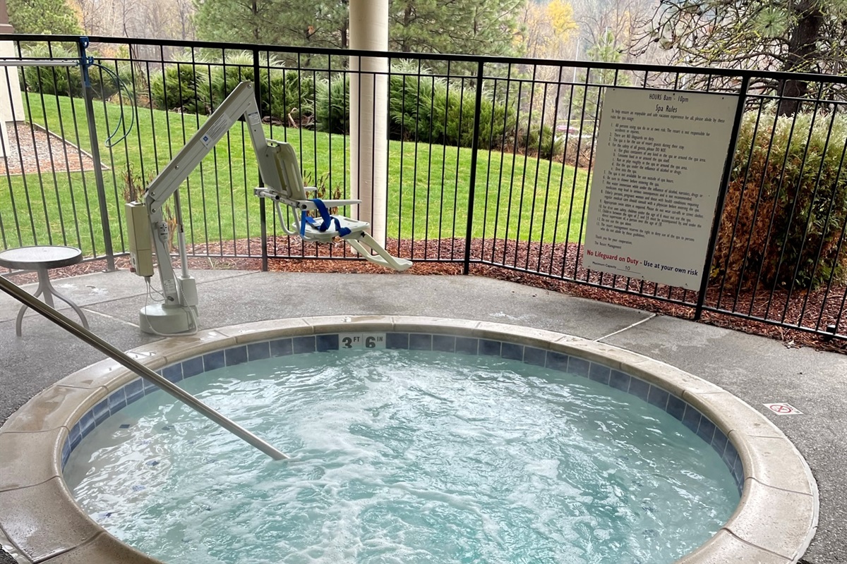 One of the three hot tubs with accessibility