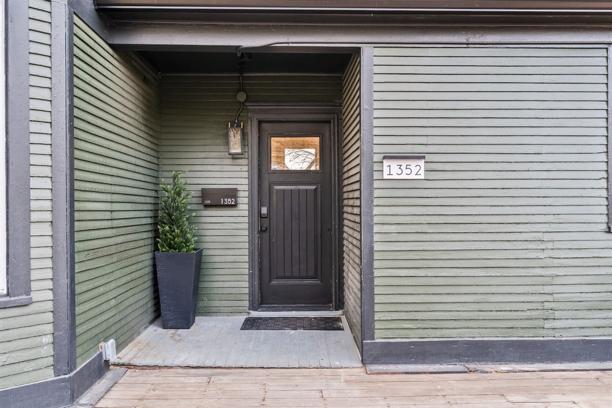 The lower unit has a private entrance with smart lock capability. At night, the property is fully lit for easy late arrivals.