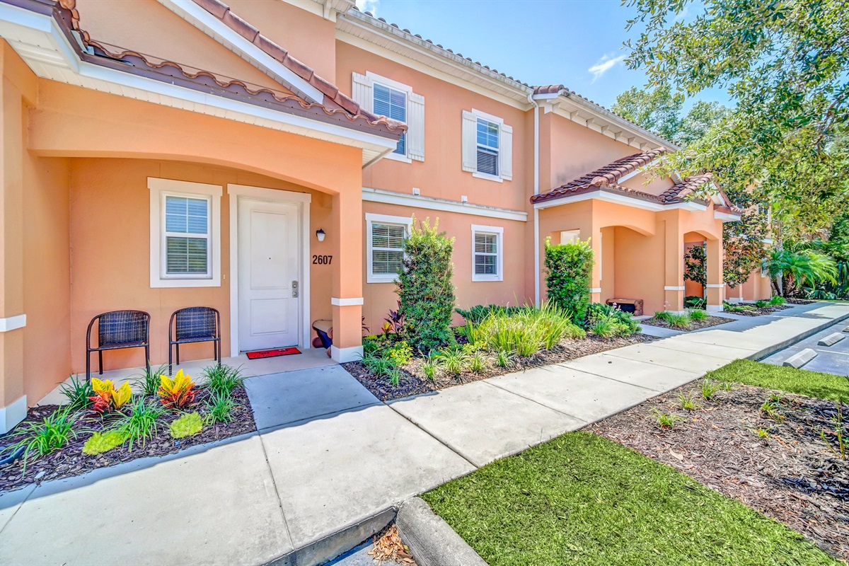 Front of townhome with free parking