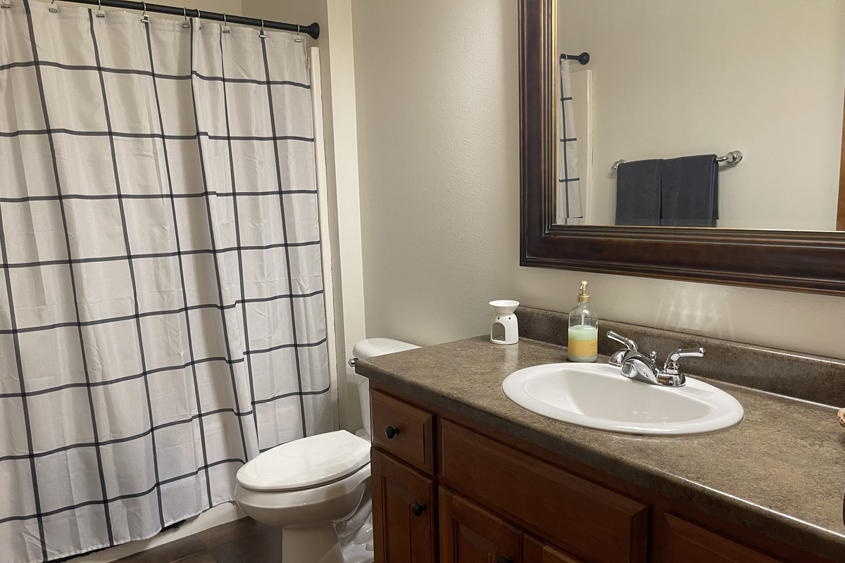 Guest bathroom with shower/tub combination