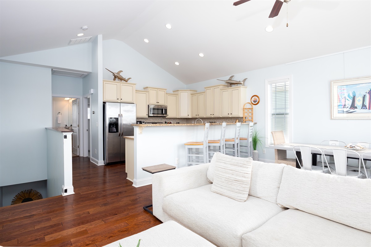 Stylish kitchen and comfortable places to relax