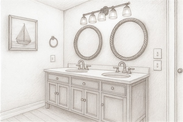 Dual Sink Vanity & LED Lighted Mirrors