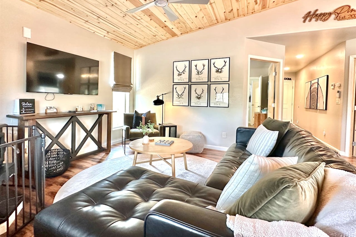 Put your feet up and enjoy your favorite shows on the large Smart TV with roku streaming services!