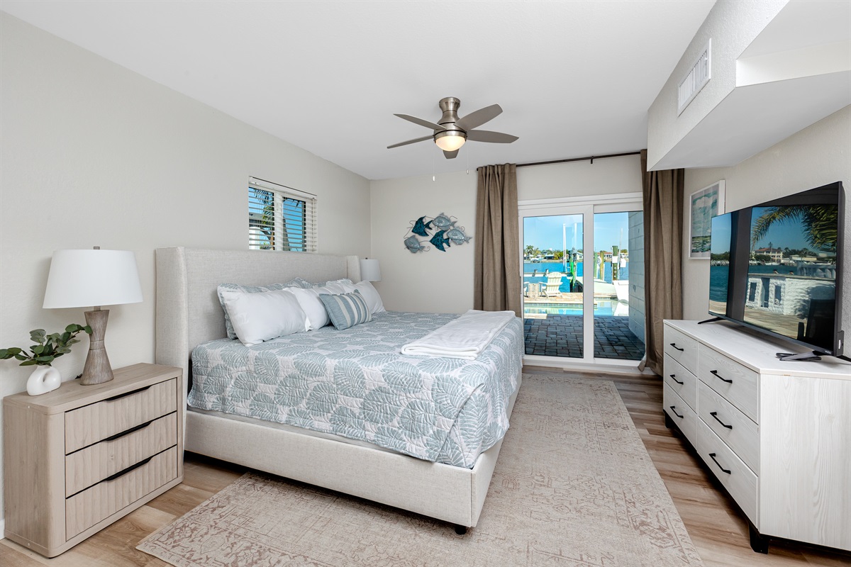 Main Bedroom King Bed Pool and Water View
