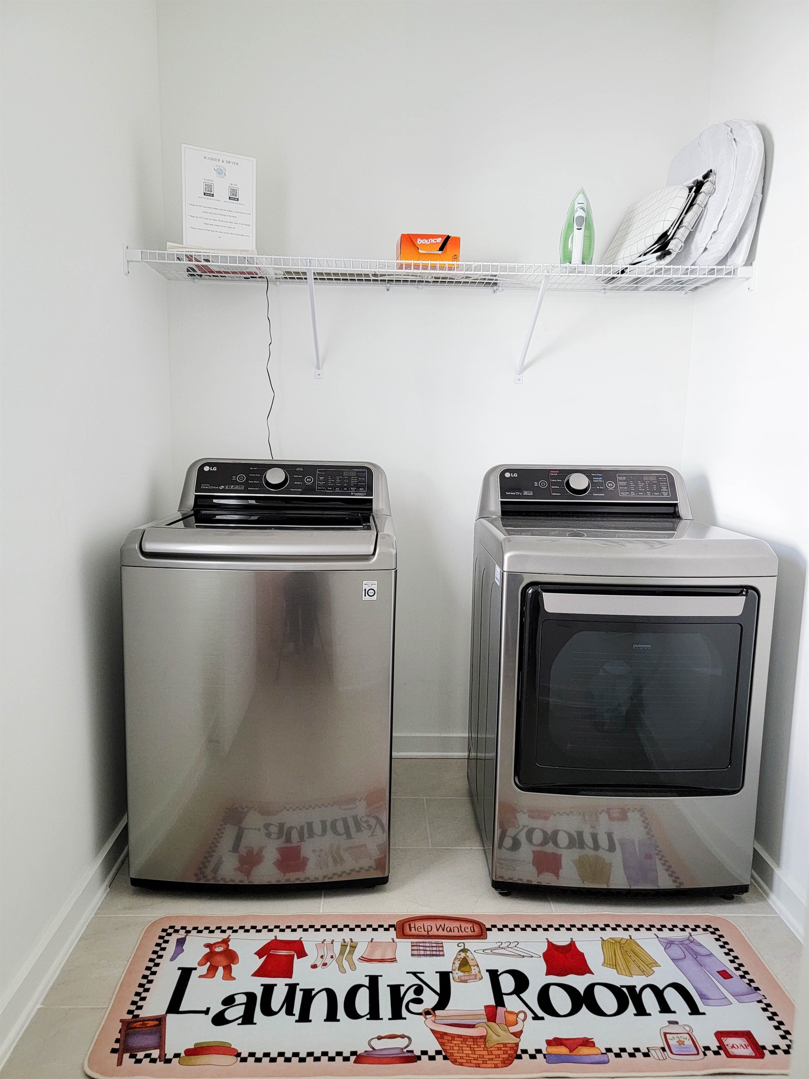 Laundry Room - Washer, Dryer, and Iron/Ironing Board are Easily Accessible