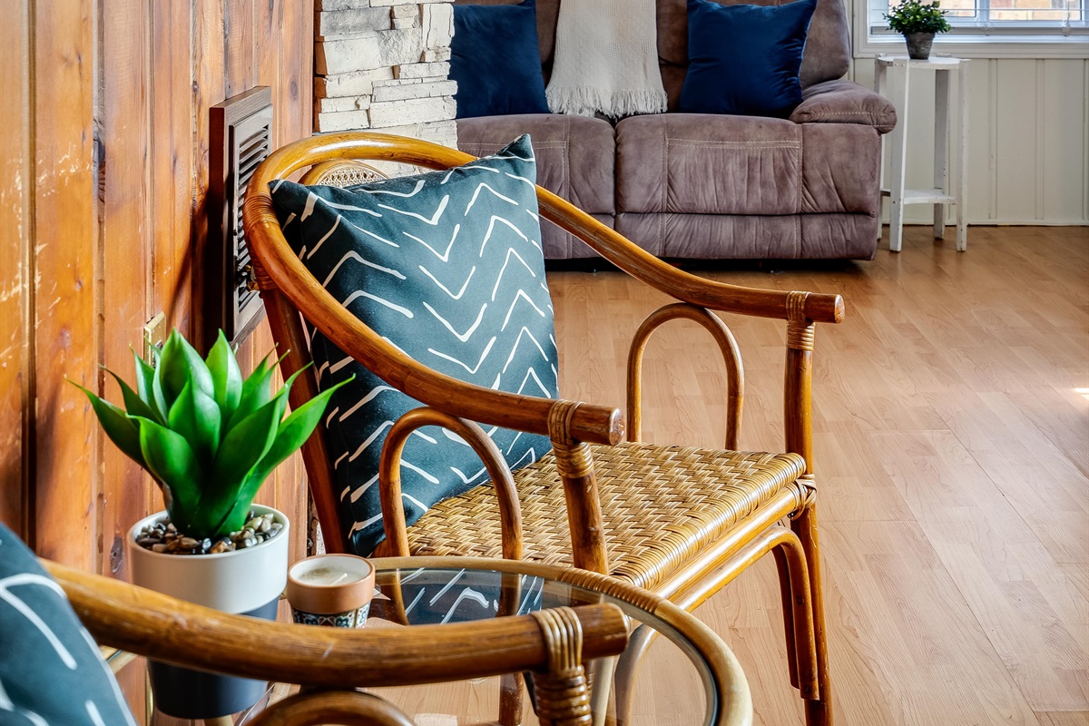 Sunlight spills warmly across the hardwood floor.