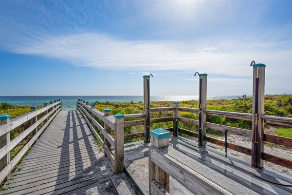 Enjoy easy access to Seacrest Beach's sugar-white sand and emerald waters through the community's private beach entrance, making beach days effortless and convenient.