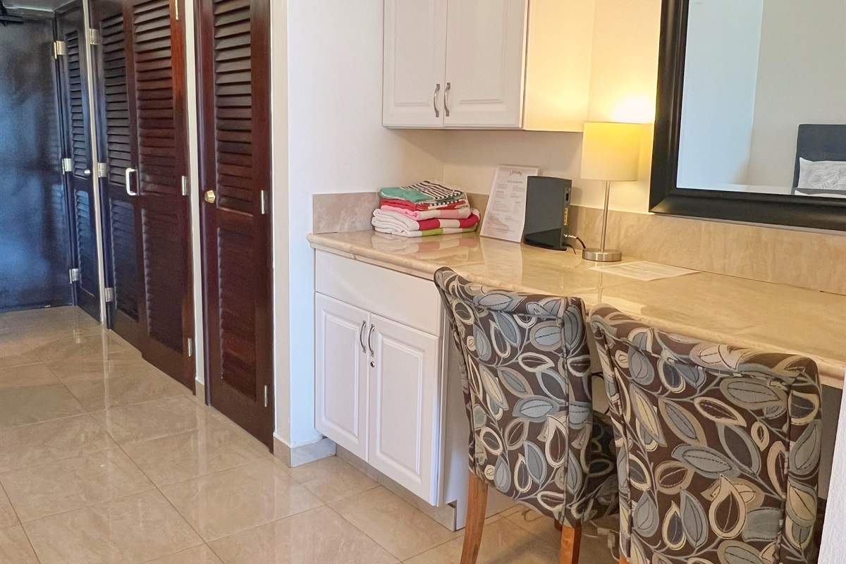 If you need to work while here, designated work space