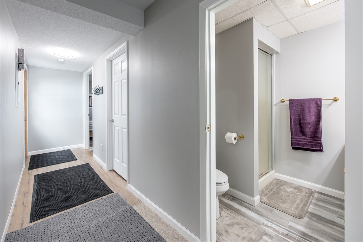 Updated bath with walk in shower