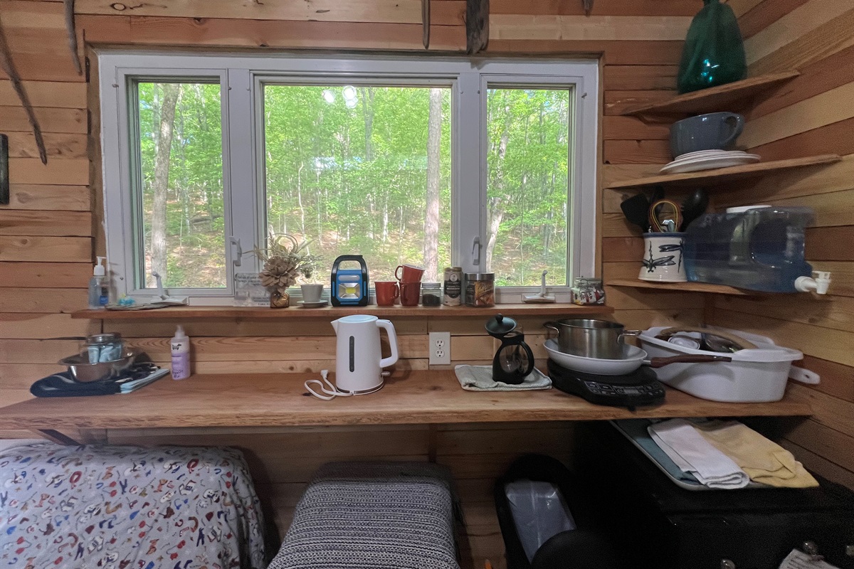 Kitchen fridge and supplies