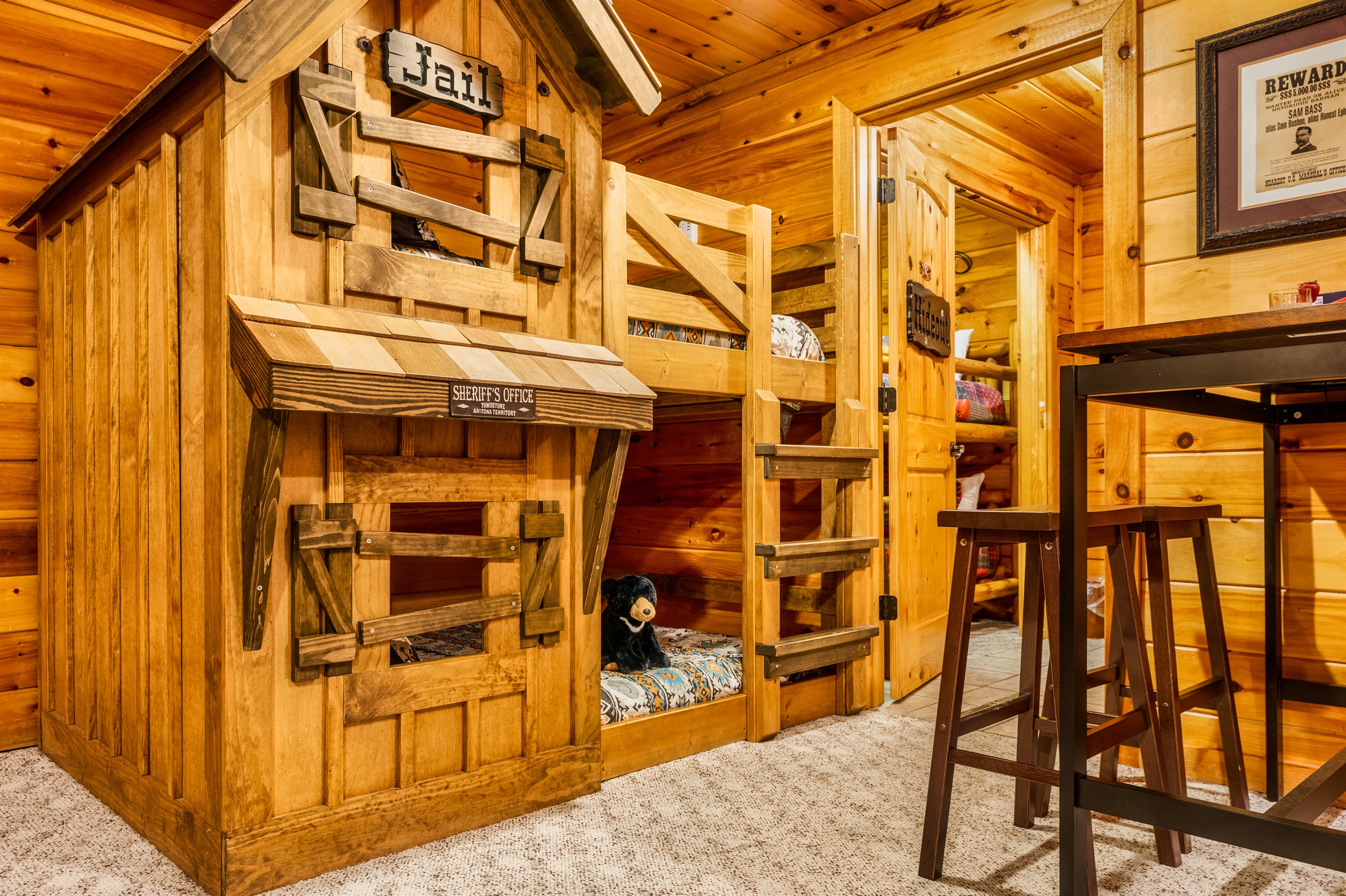 In basement rec area, two full-sized beds. Sleeps 4.