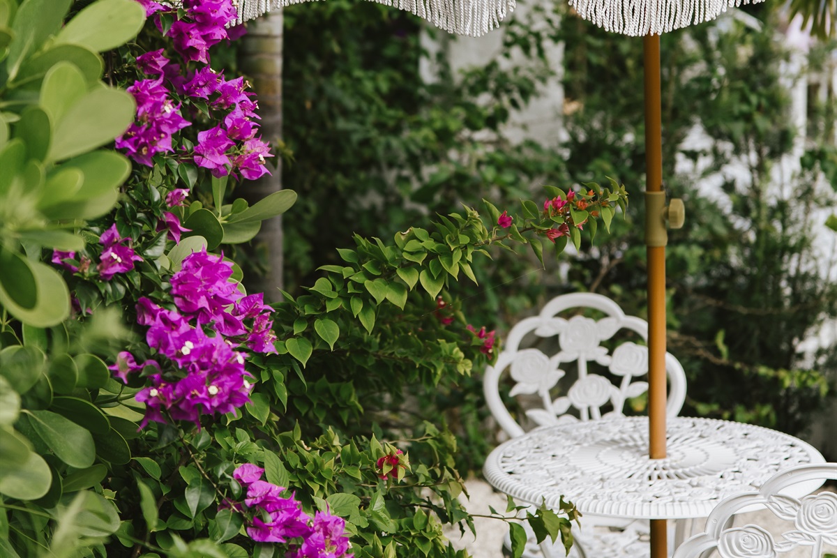 Enjoy the serene surroundings and lush plantings as you relax in our expansive garden patio.