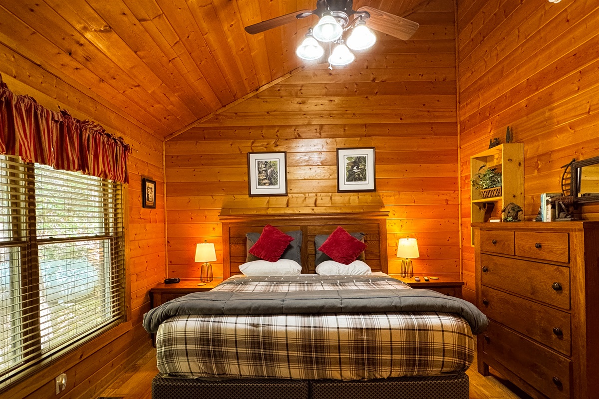 Comfortable king bed and soft linens, storage for your things while staying with us.