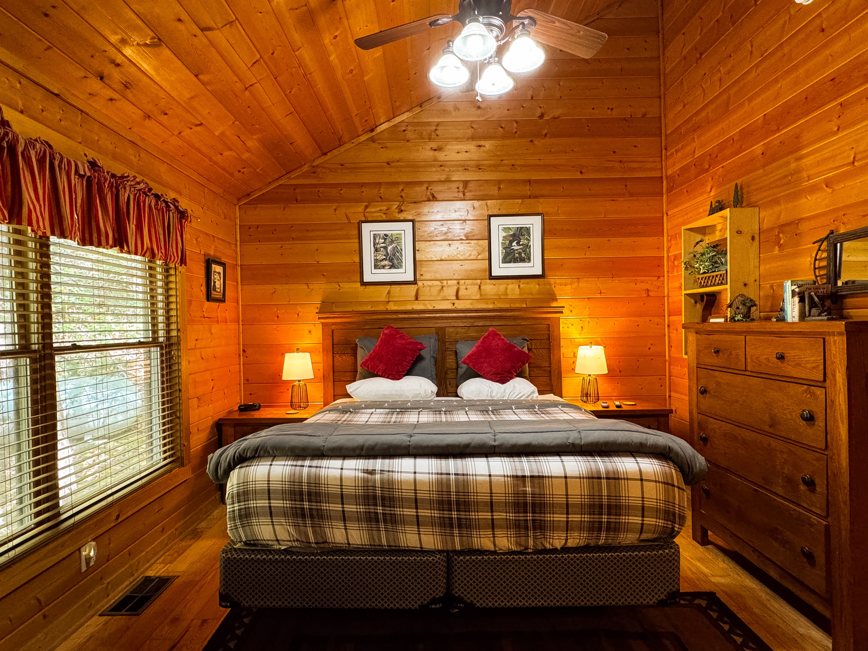 Comfortable king bed and soft linens, storage for your things while staying with us.