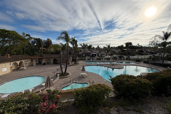 Resort-style pool and hot tub just a short walk away