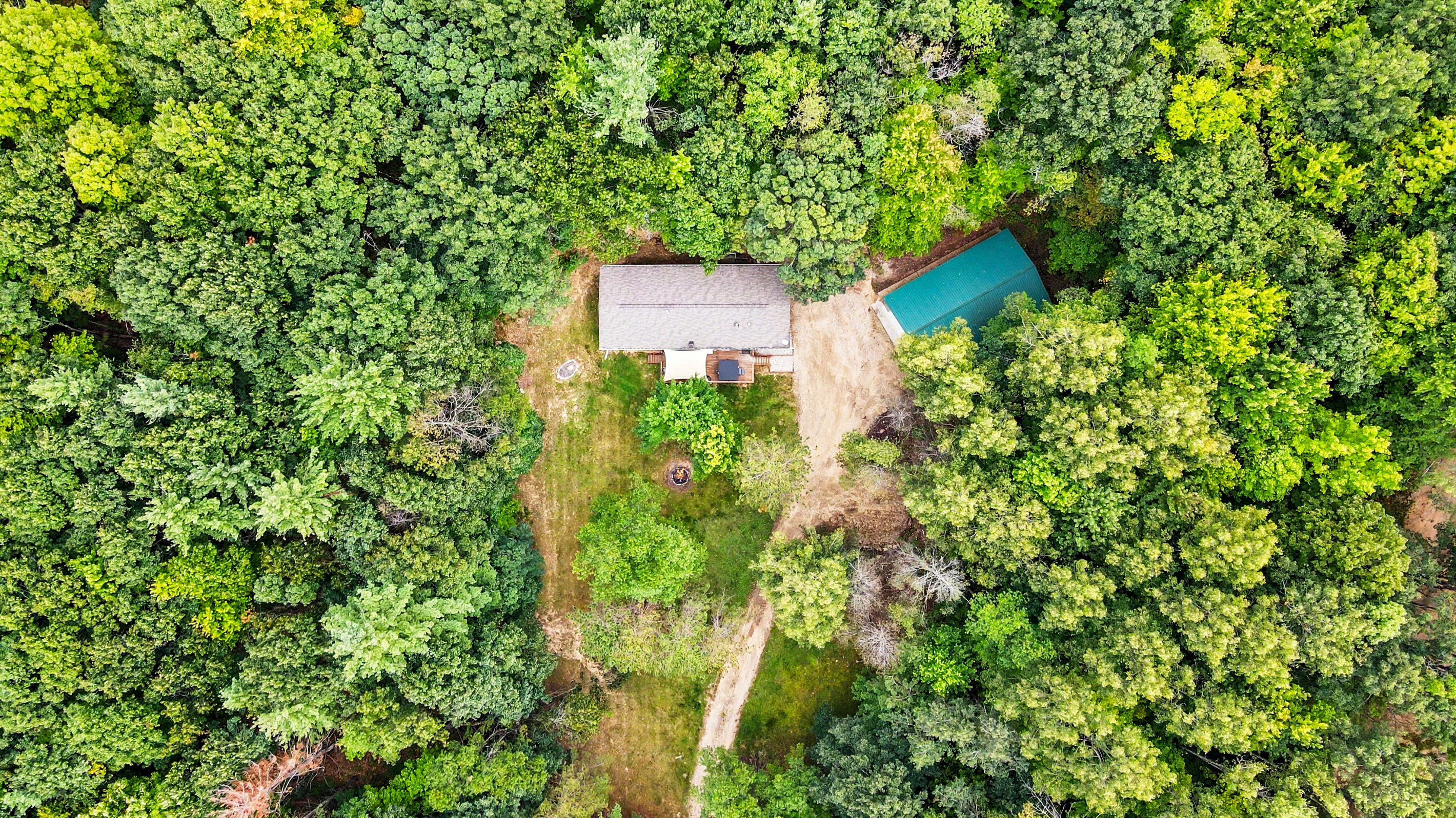 Aerial view of the property.