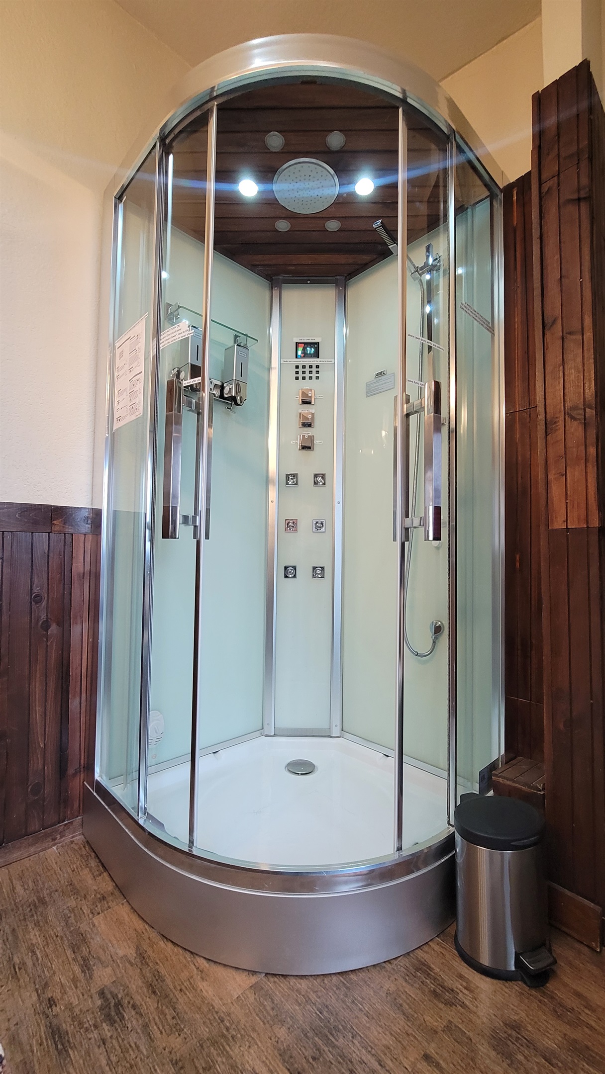 Steam shower with LED chromatherapy and stereo in the Master Suite