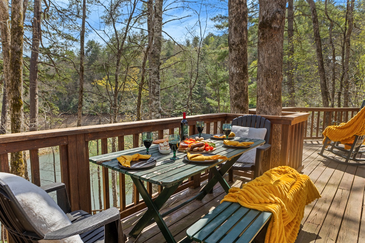 Deck: Savor meals with breathtaking forest views on a spacious deck!