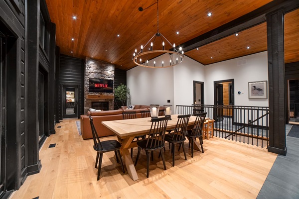 Dining and family room connected