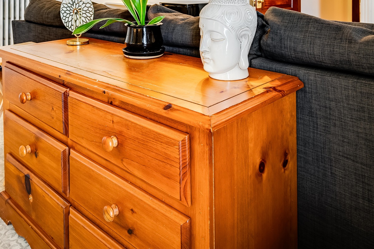 Storage space right behind the couch.