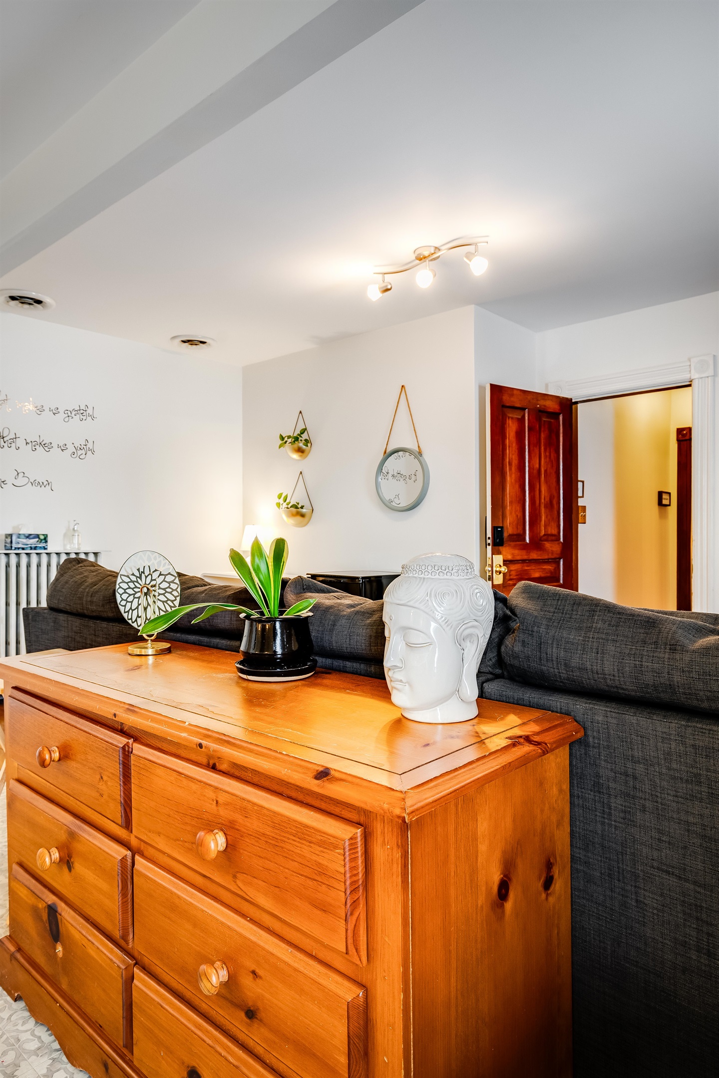 Storage space right behind the couch.