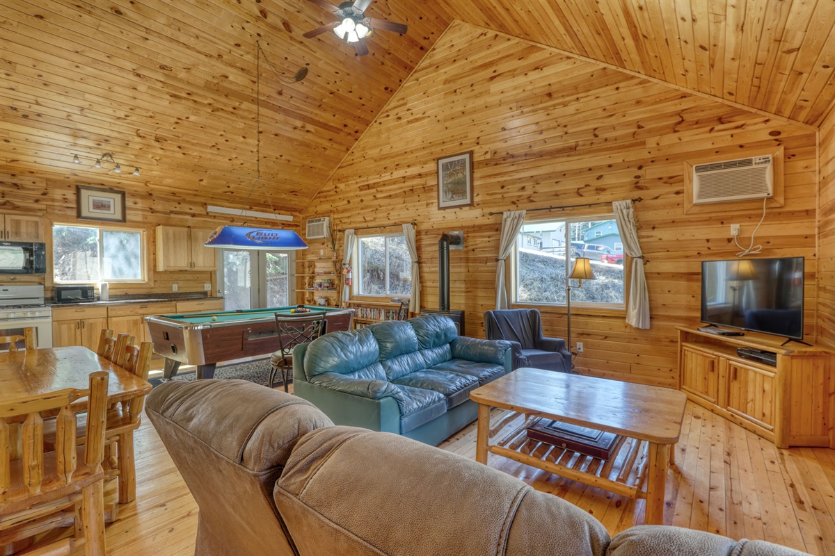 Living area with TV and sofas