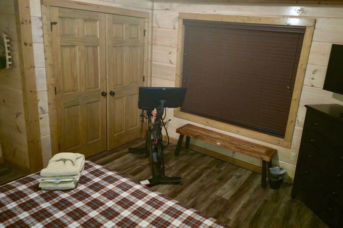 A Peloton bike is provided, located in the main level bedroom